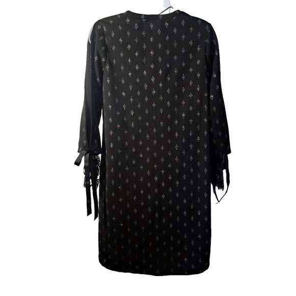 M made in ITALY from SUNDANCE catalog NWT Dress Sz S LACE & BOW CUFFS SHEER ARMS - Picture 2 of 12